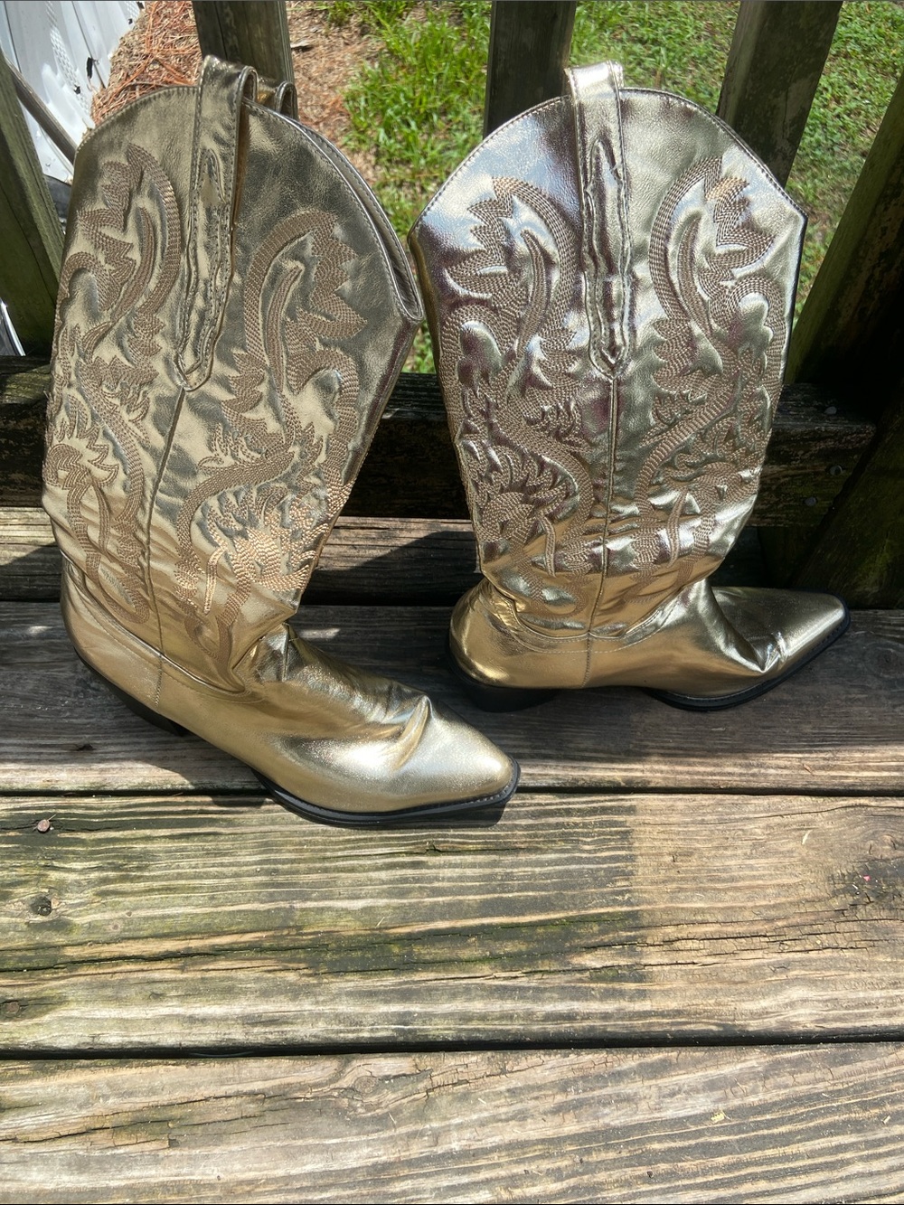 Metallic Gold Western Cowboy Boots